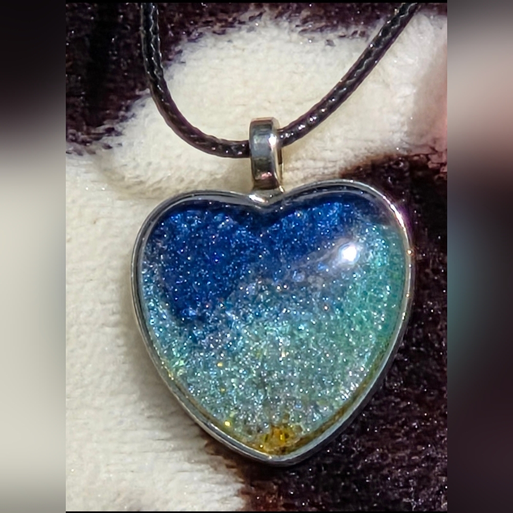 Beach Inspired Resin Heart Necklace